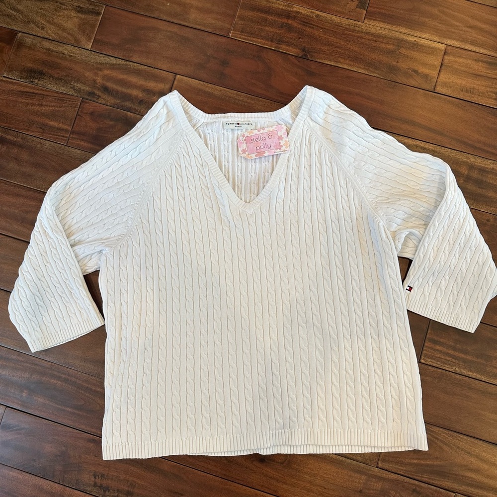 Vintage 2000s Tommy Hilfiger 100% Cotton Cable Knit Sweater size Large